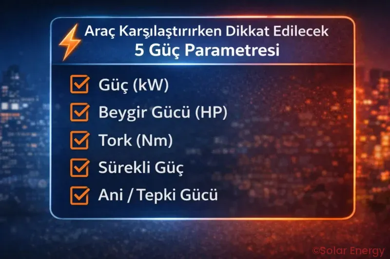 Araç güç karşılaştırması checklist