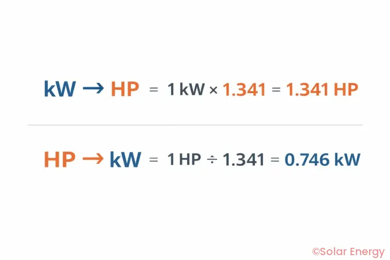 kW HP dönüşüm formülü infografik – 1 kW eşittir 1,341 H